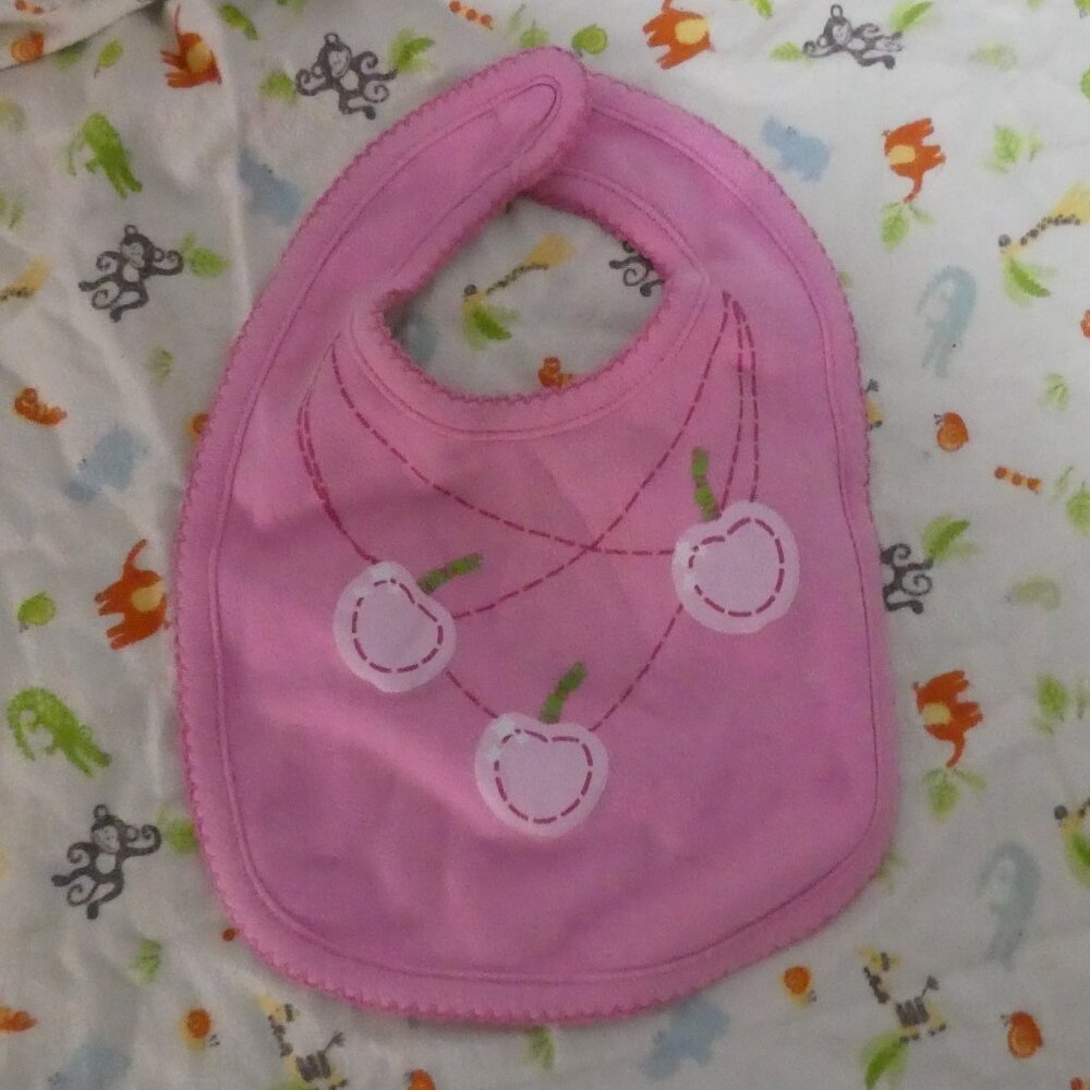 GEORGE | OS - One Size | Pink Baby Bib with Cherry Design